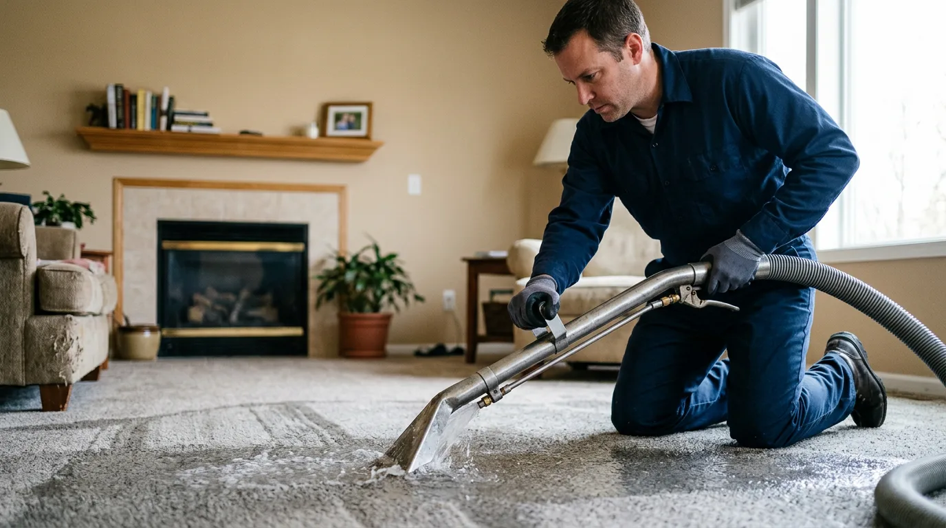 Water damage restoration technician working near Crandall, TX